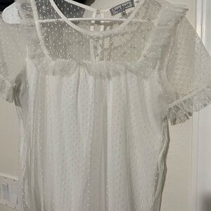 Almost Famous White Flutter Sleeve Ruffled Blouse